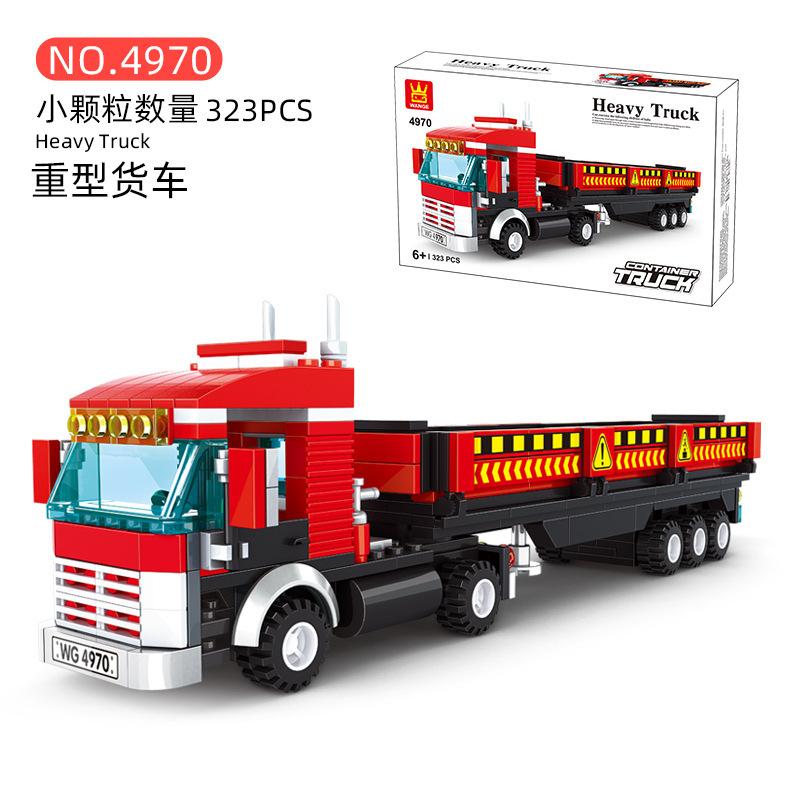 Wanger 4970-4974 Heavy Truck Truck Bus Small Assembled Building Blocks Boys Toy Gifts