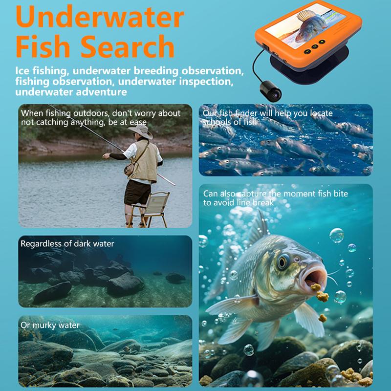 Underwater 4.3 Inch LCD Ice Finder Winter Fisherman Fishing Camera with Night Vision 15m Cable Black