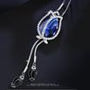 Collares largos y colgantes para mujer, collar de cadena con tulipán azul, suéter llamativo, joyería de cristal plateado a la moda 2021