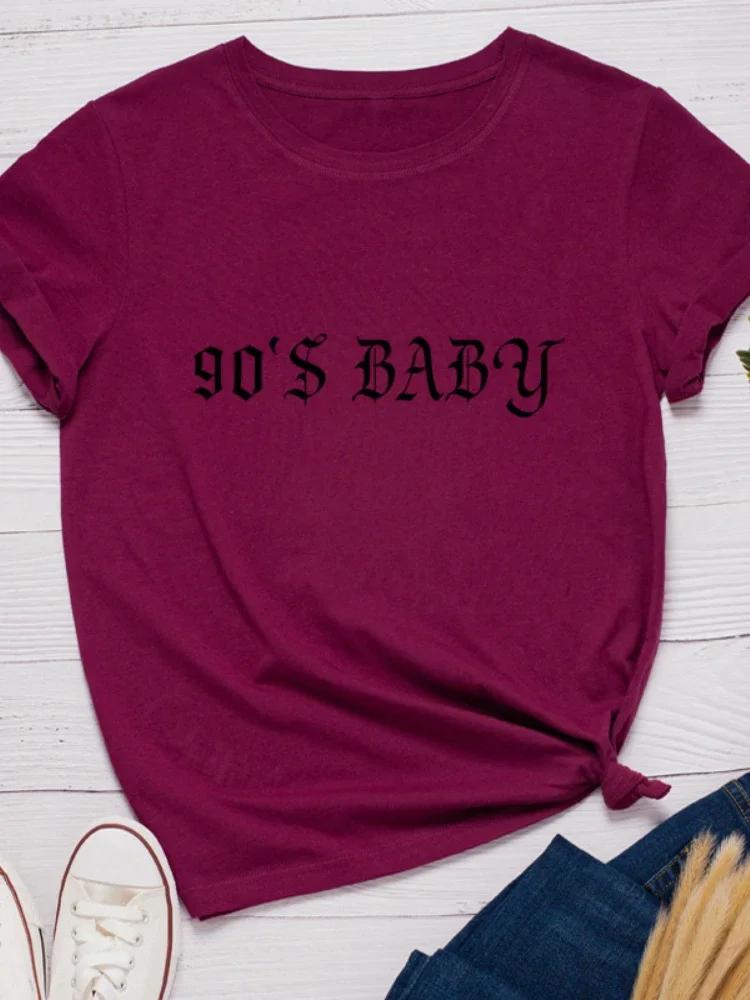 90's Baby Letter Print Women T Shirt Short Sleeve O Neck Loose Women Tshirt Ladies Tee Shirt Tops Clothes Camisetas Mujer
