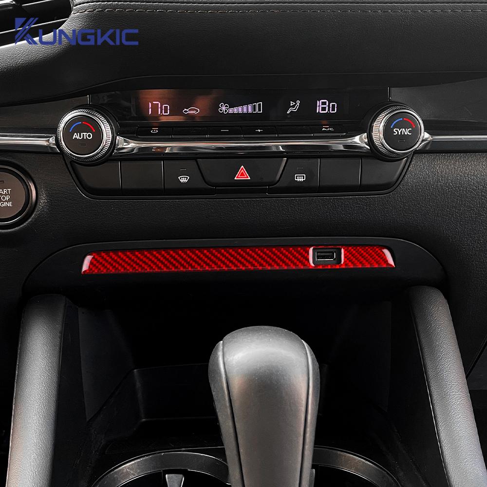 Real Soft Carbon Fiber Sticker For Mazda 3 Axela 2019 2020 2025 2025 2025 2025 2025 LHD RHD Car Central Control USB Frame Trim