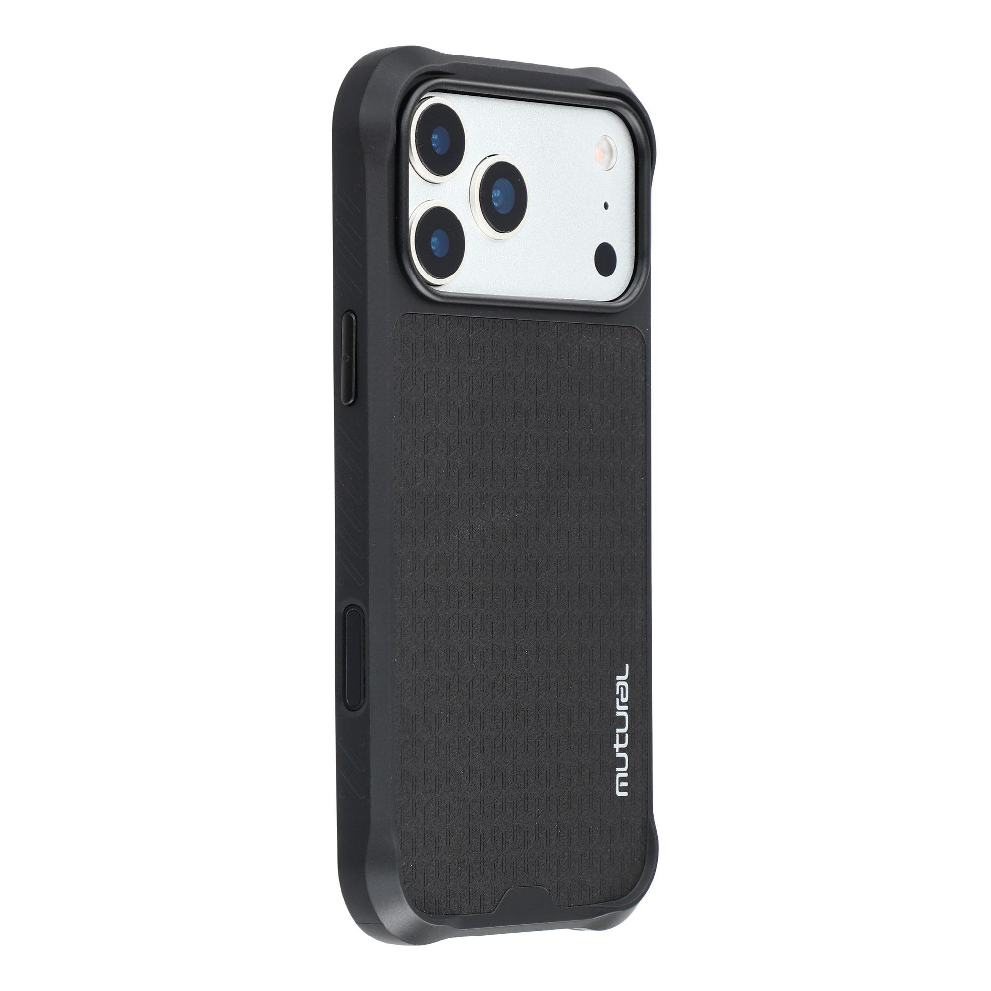 

MUTURAL For iPhone 17 Pro Max Magnetic Case Leather Coated TPU + PC Phone Cover with Metal Camera Frame