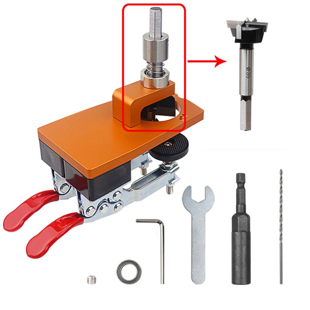 Hinge Jig Hole Drilling Guide Locator Adjustable 35mm Double Clamp Hinge Hole Opener Cabinet Hinge Hole Fixer Drilling Tools