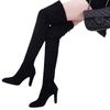 Wish hot knee boots women large size suede boots women autumn and winter thick high heel elastic high boots