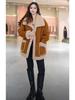 Autumn/Winter 2025 Women's Mid-Length Fleece-Lined Lambswool Reversible Fur Coat