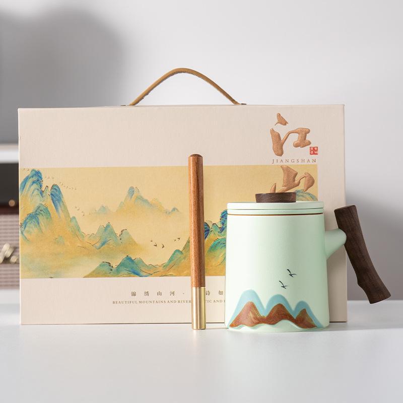 High-end business gift set Light luxury office water cup Guochao leader father teacher Mid-Autumn Festival gift