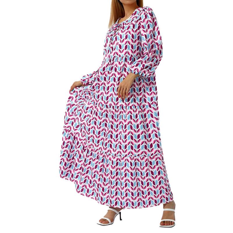 Bohemian Plus Size Women's Lantern Sleeve Dress