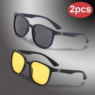 Gafas Clásicas de Motocicleta Paquete de 2 Gafas de Sol Cuadradas Polarizadas Gafas para Conducir Gafas Moto a Prueba de Viento Escudo para Montar Equipo Deportivo