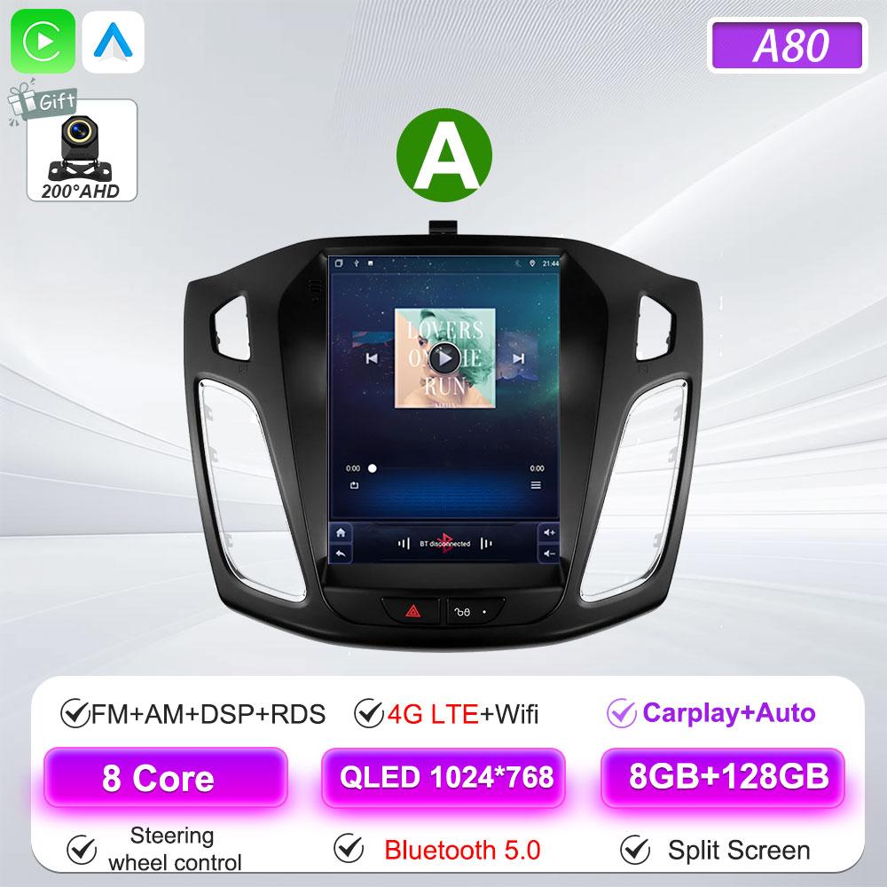 Android 16 Car Radio For Ford Focus 3 Mk 3 2011 2012 2013 2014- 2019 For Tesla Style Carplay Stereo Head Unit GPS 4G Wifi DSP BT
