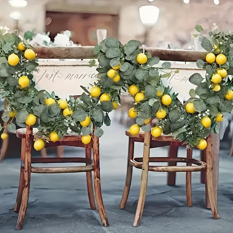 1pc Artificial Lemon Garland with Eucalyptus Leaves - Realistic Plastic Hanging Vines for Dining Table, Garden, Farmhouse Decor - Lemon Decor