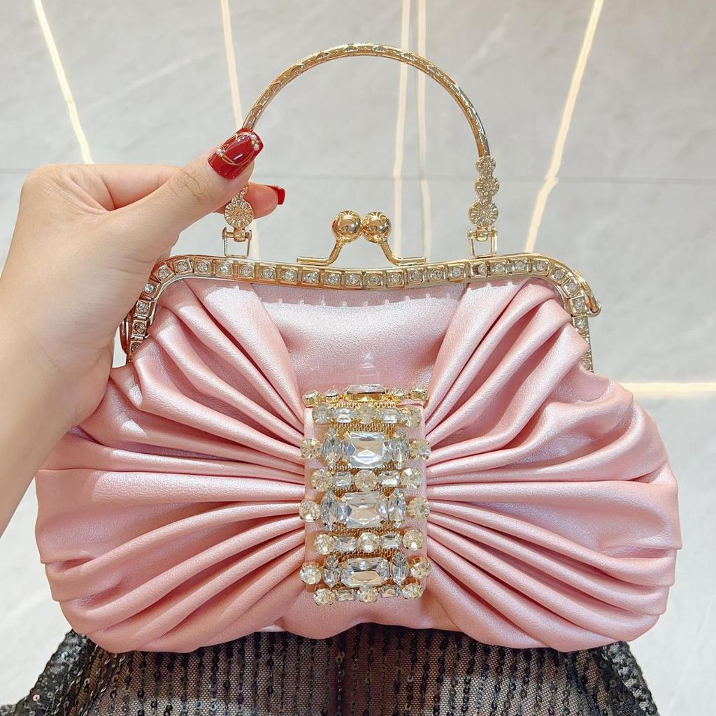 French Fairy Diamond Inlaid Banquet Bow Evening Crossbody Bag