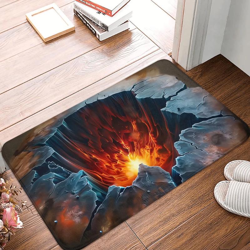 Realistic 3D Trap Hole Stone Brick Pattern Door Mat, Non-Slip Indoor Outdoor Welcome Rug for Kitchen Front Entrance Floor