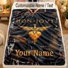 Flannel BlanketBon Jovi Custom Name Text Personalized Soft Warm Throw Blanket Home Decor Gift