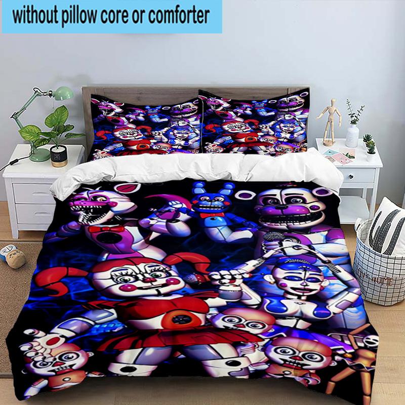 3PCS Fnaf Character Collage 3pcs Bedding,Including 3PCS Duvet Cover And 2pcs Pillowcases Perfect for Christmas,Ideal for Bedroom, Dormitory