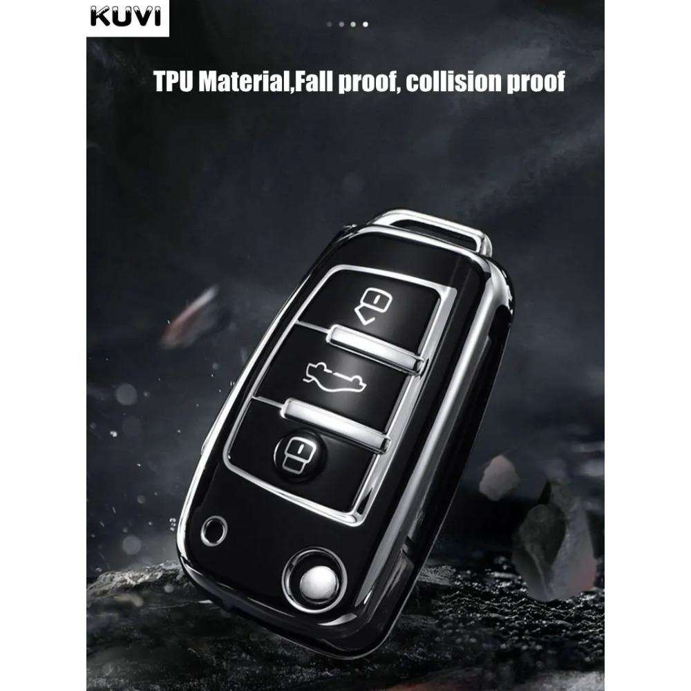 Soft TPU Car Flip Key Case Cover Holder for A1 A3 A6 A6L Q2 Q3 Q7 TTS R8 S6 RS3 Key Protection Shell Fob Accessories