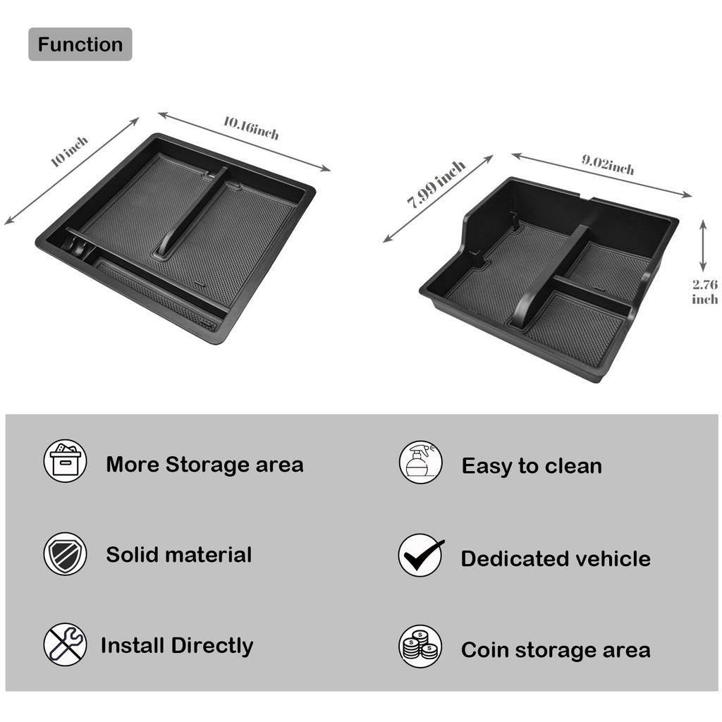 Front Center Console Organizer For 2025-2025 Chevy Silverado EV Work Truck (WT) Middle Center Console Storage Box Accessories