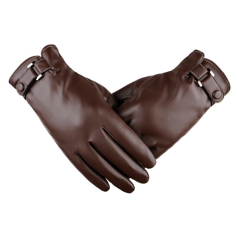 Leather Gloves Men's Autumn and Winter Riding Fleece Thickened Warm Windproof Waterproof Touch Screen Cycling Motorcycle