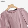 ZANZEA Abito estivo casual da donna con scollo rotondo e maniche corte
