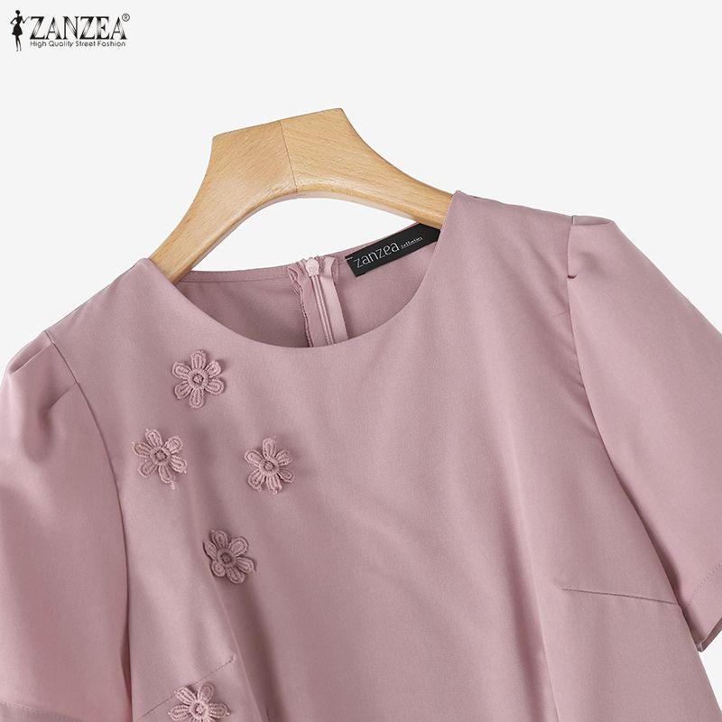 ZANZEA Abito estivo casual da donna con scollo rotondo e maniche corte