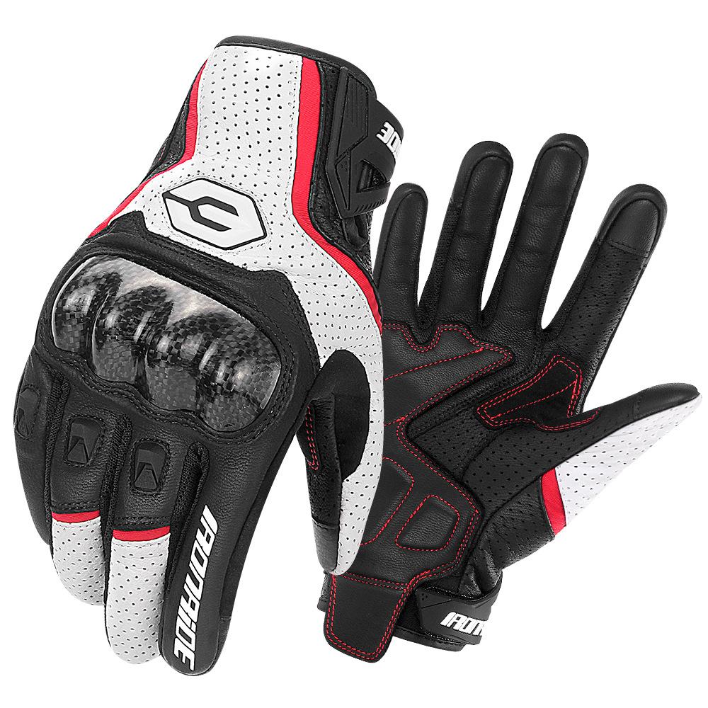 IRONRIDE Summer Motorcycle Riding Gloves Genuine Leather Carbon Fiber Anti Fall Breathable Off Road Racing Protective Gear
