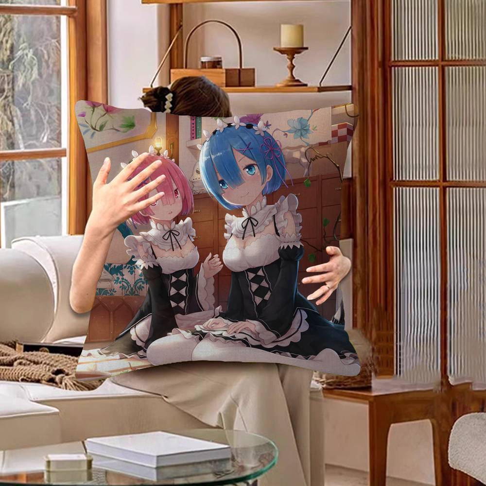 Anime Re Zero Rem Gaming Cushion Cover Pillowcase Upholstery Sofa Throw Pillow Home Decor Pillowcas