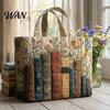 Bolso Tote Acolchado para Mujer con Estampado Retro Tela Vintage Ligero Gran Capacidad Plegable Bolso de Mano para Uso Diario Viajes Compras