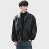 Trendige Herren-Motorrad-Pilotenjacke aus Leder im koreanischen Stil – lockere Passform, Frühlings-/Herbstmode