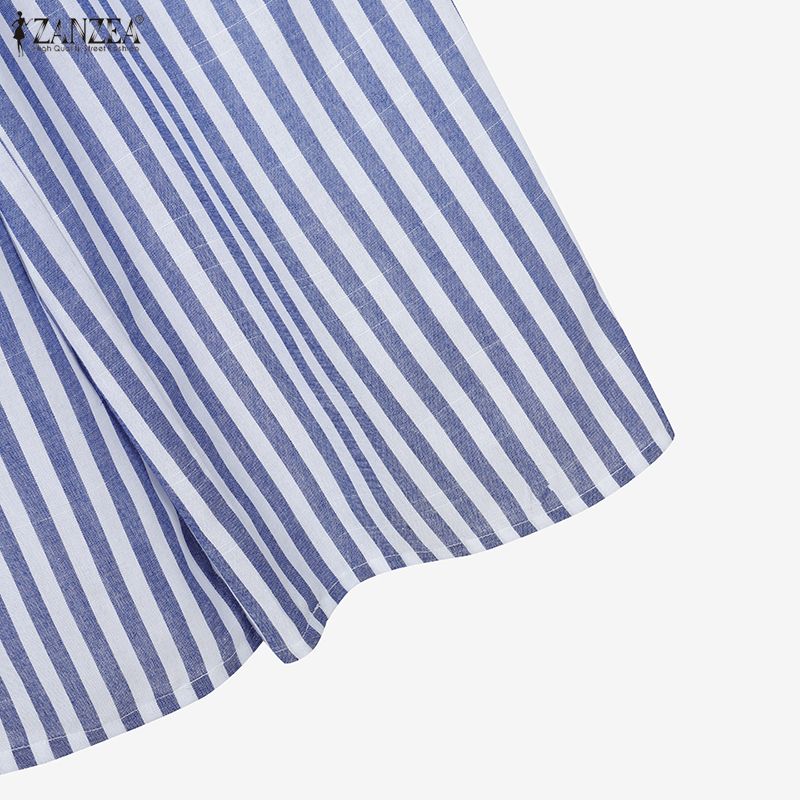 ZANZEA Women 3/4 Sleeve Blouse and Pants Summer Stripe Two Piece Suit Sets