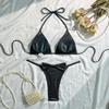 2026 Stylové dámské sexy dvoudílné vykrojené plavky se třpytivými ramínky