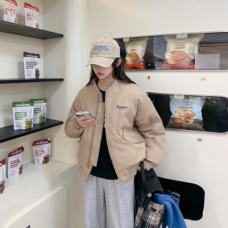 

Autumn and Winter New Loose Casual Short Cotton-padded Jacket Female Joker Cotton-padded Baseball Uniform Small Cotton-padded Jacket Coat. XXL