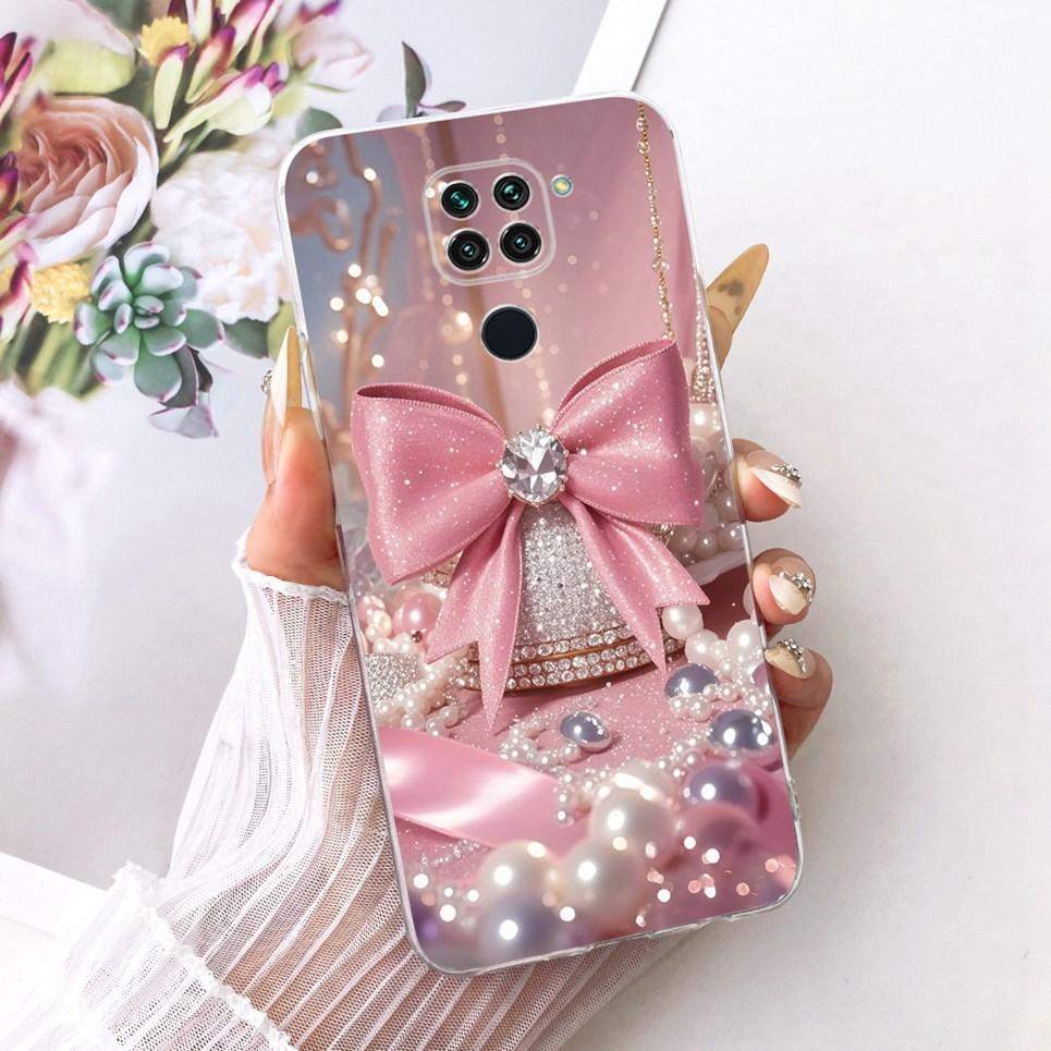 Měkký průhledný silikonový obal pro Xiaomi Redmi Note 9 9S Note 9 Pro Kryt na telefon Vzor kreslená kočka drak květina motýl