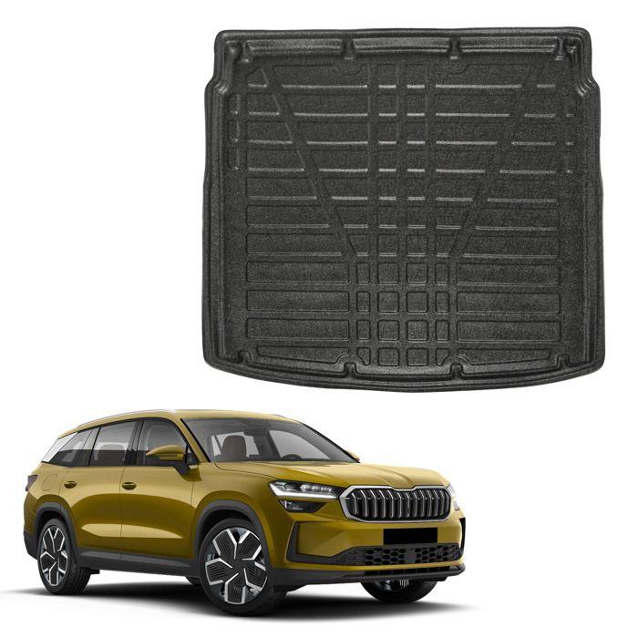 Custom Boot Tray - SCOUTT - Skoda Kodiaq (since 2024) - Floor - Upper Edge - Matte Black TPE