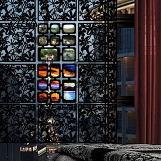 Hollow Carved Screen 5Pcs Hanging Room Divider Panel, Flower Butterfly Bird Wall Screen, Retro Square Decorative Partition Panel for Home Living