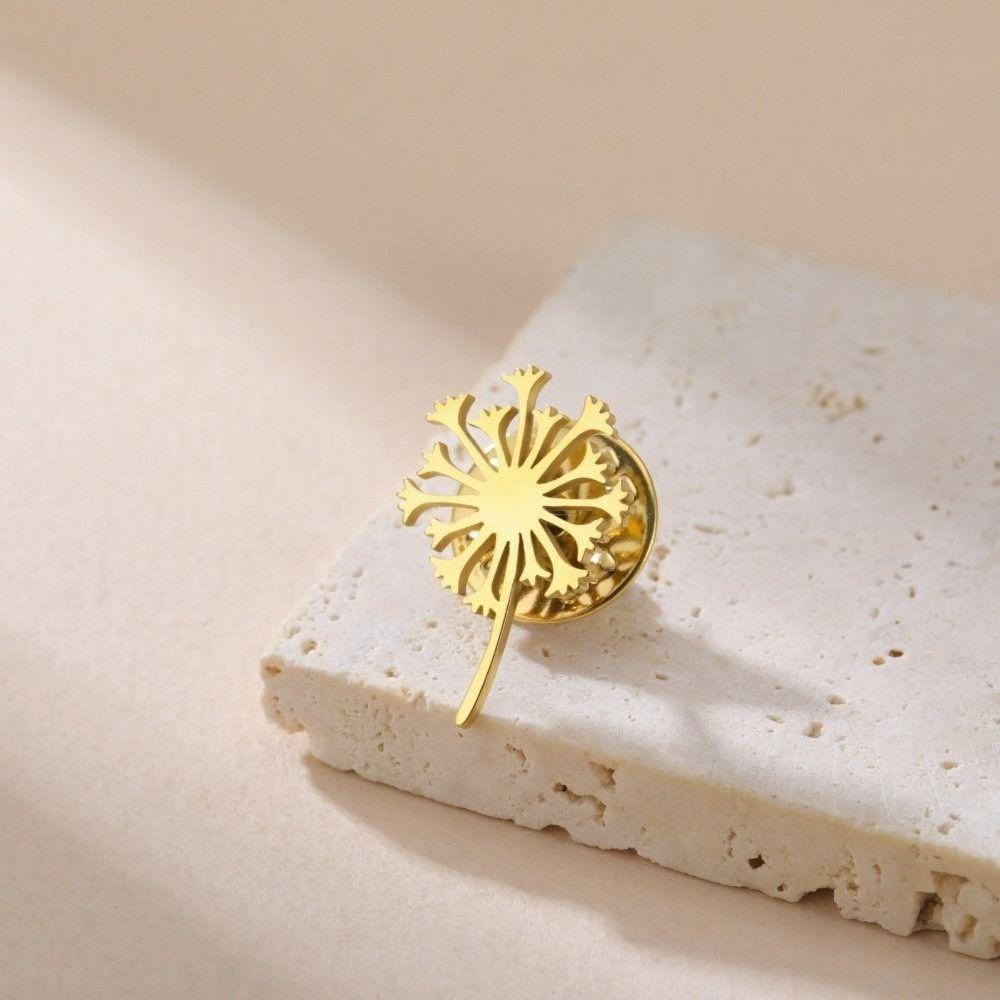 Luxury Blowball Brooch Stainless Steel Suit Badge Pin Minimalist Women Brooch Gift