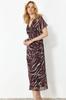 Women's Style Dress Pink Abstract Patterned A-line Chiffon Maxi Woven Dress