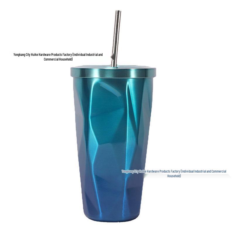 Gradient Double-Layer Insulated Straw Water Cup with Large Capacity