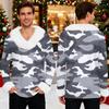 Men's Christmas Printed Fleece Lined Hoodie | Faux Trim Party Sweatshirt With Pocket | Plus Size Loose Fit Holiday Pullover