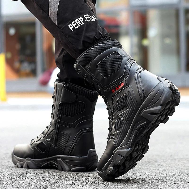 New Men Tactical Boots Winter Combat Ankle Anti-Slip Work Safety Shoes Special Force Army Boots Male Waterproof Motorcycle Shoe