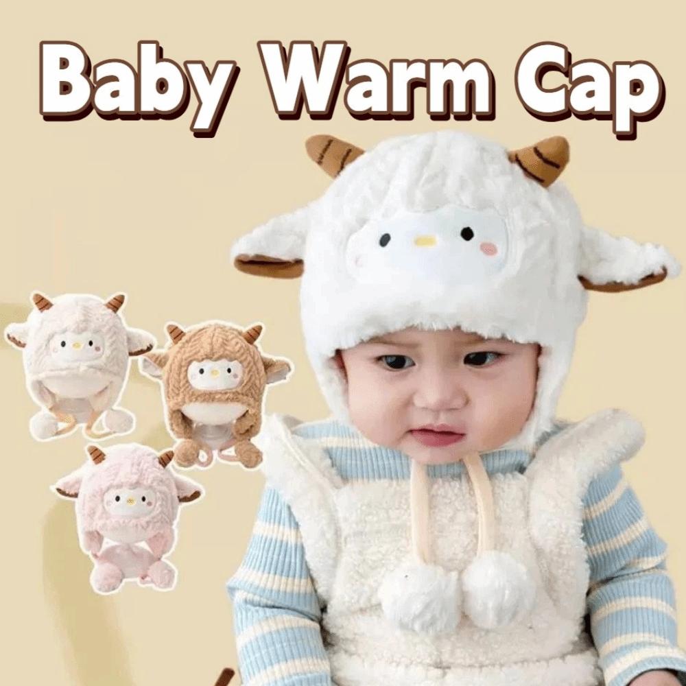 Verdickte Schaf-Plüschmütze für Kleinkinder, weiche Cartoon-Beanies, warme Babymützen, Kopfschmuck