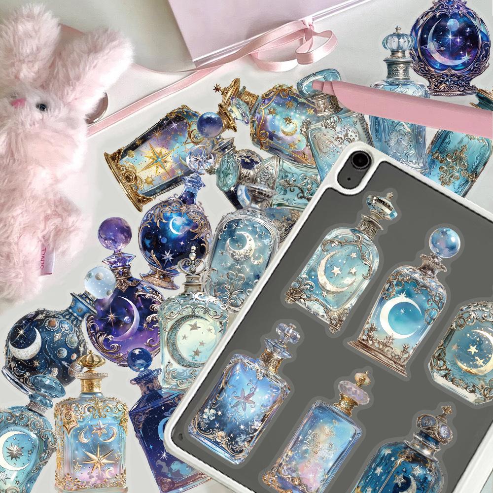 50 Creative Moon Phase Bottle Stickers: PET Transparent for Thermos, Phone & Computer
