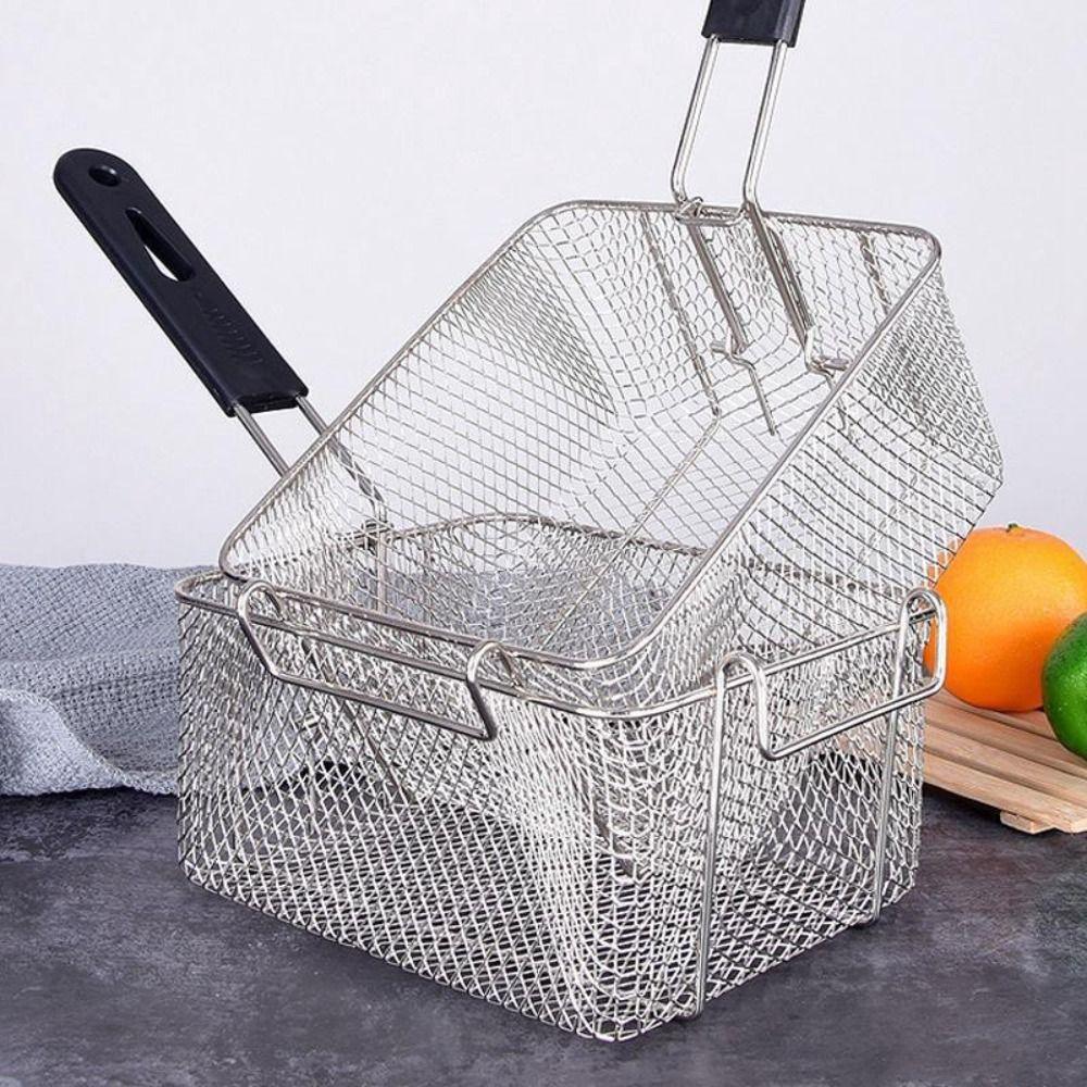 Nonstick Deep Fryer Stainless Steel Camp Food Container Portable Fryer Basket  Gathering