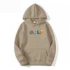 Solid color fleece hooded sweater letter print men's and women's loose sports and leisure