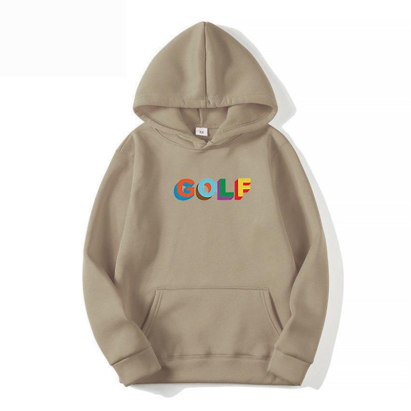 Solid color fleece hooded sweater letter print men's and women's loose sports and leisure