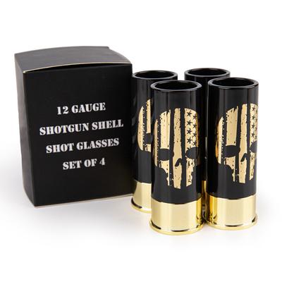 4 Adet/Takım Siyah/Kırmızı Kafatası Desenli Plastik Shot Bardakları 45ml/1.5oz 12GA Küçük Mermi Shot Bardakları Düğün Kutlamaları Bar Eşyaları Hediye
