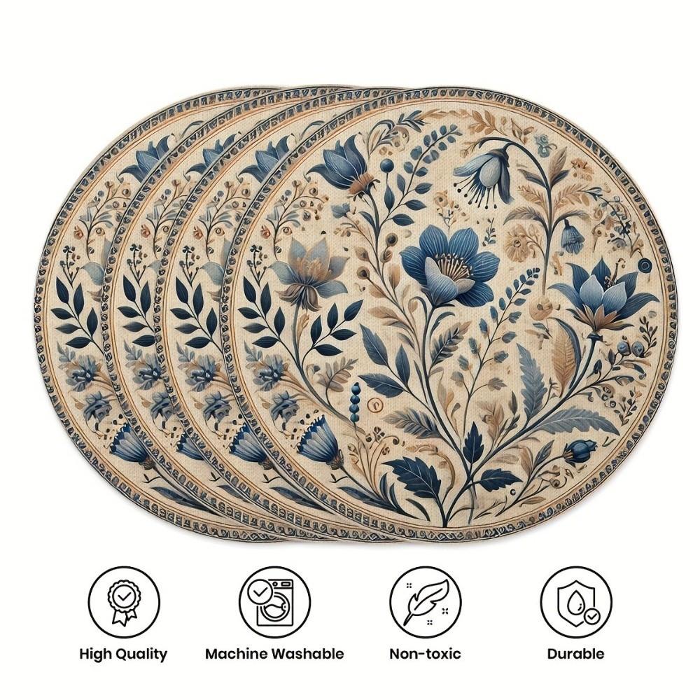 Embroidery Coffee Cup Mats Middle East Style Round Dining Mat Floral Table Placemat Craft