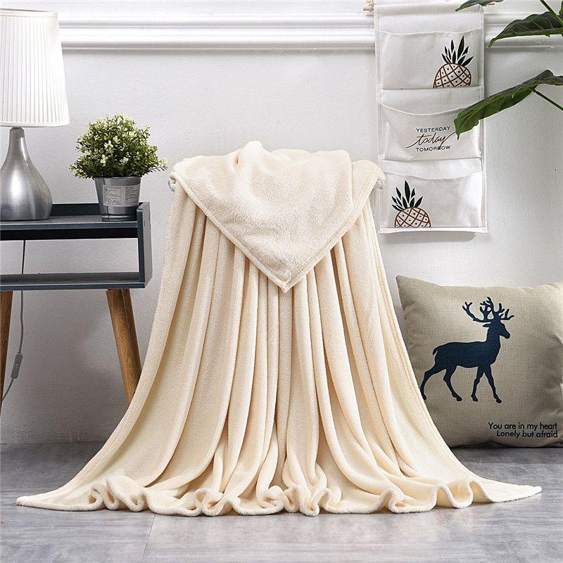 Sumptuous 22 Solid Colors Flannel Plush Fleece Blanket Perfect For Sofa Relaxation