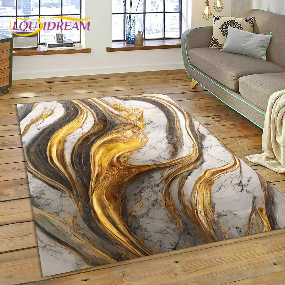 Dream Colour Marble Blue Green Gold Luxurious Carpet Rug for Home Living Room Bedroom Sofa Doormat Decor