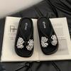 Fashion round head thick-soled slippers women's summer Korean version versatile and beautiful temperament casual rhinestone muffin sandals one-word d
