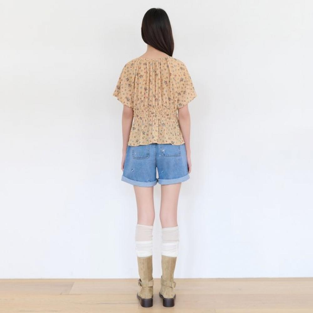 Thursday Island Women Flower Pattern Banding Blouse T264mbl274w