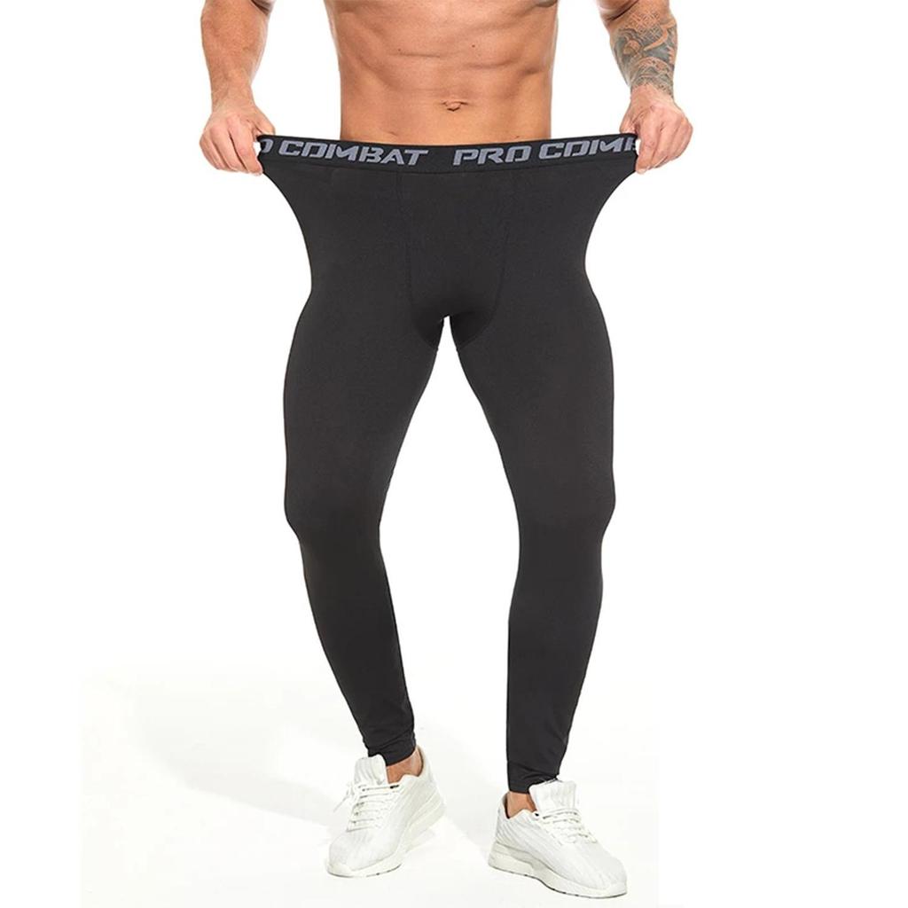 Pantaloni da yoga da uomo a tinta unita ad asciugatura rapida, leggings snellenti, pantaloni a compressione, strati di base, leggings attillati da yoga